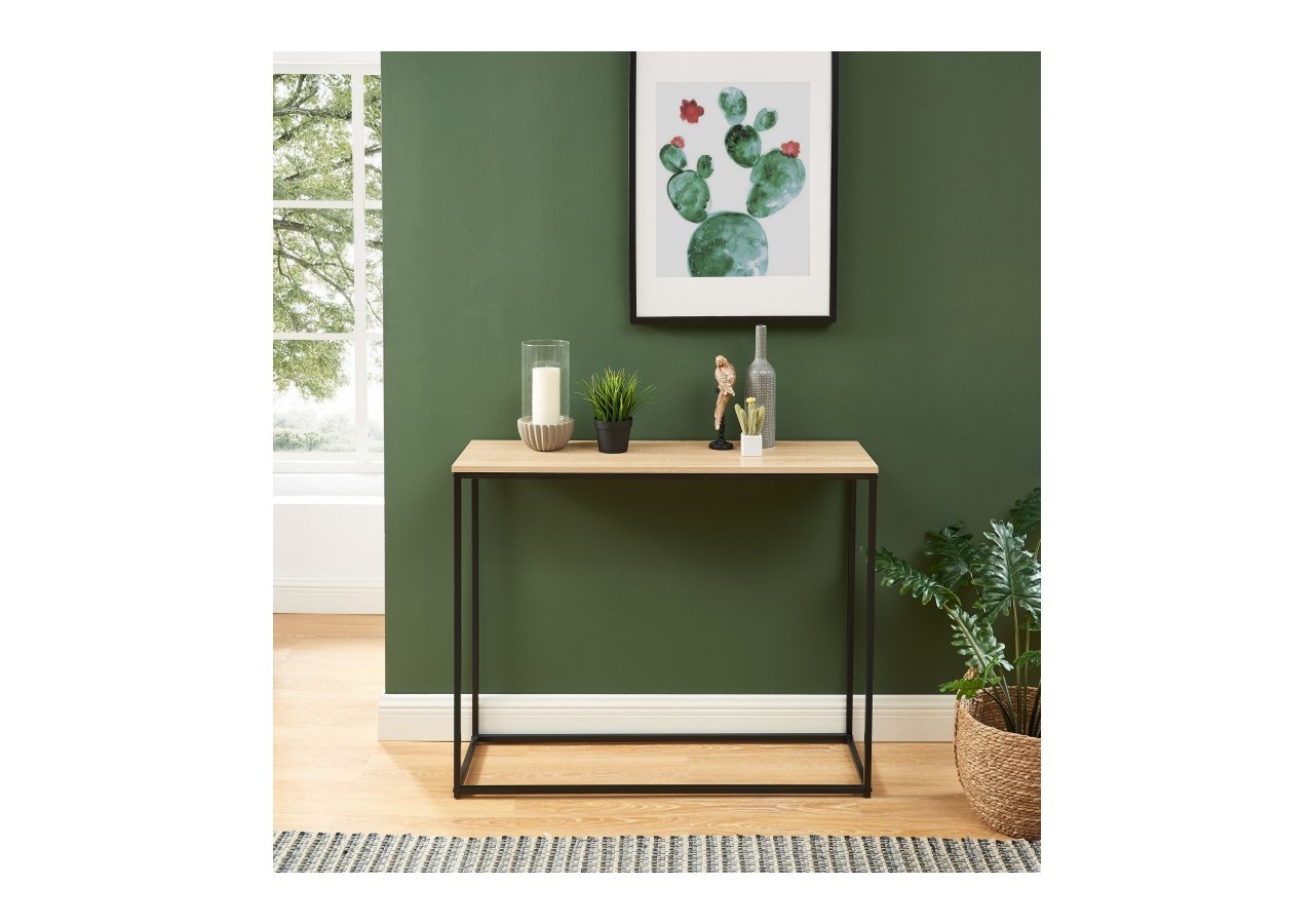 Console ARCHE effet chêne et métal noir 100cm