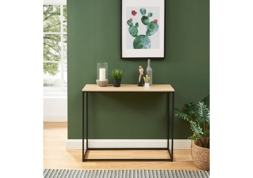 Console ARCHE effet chêne et métal noir 100cm