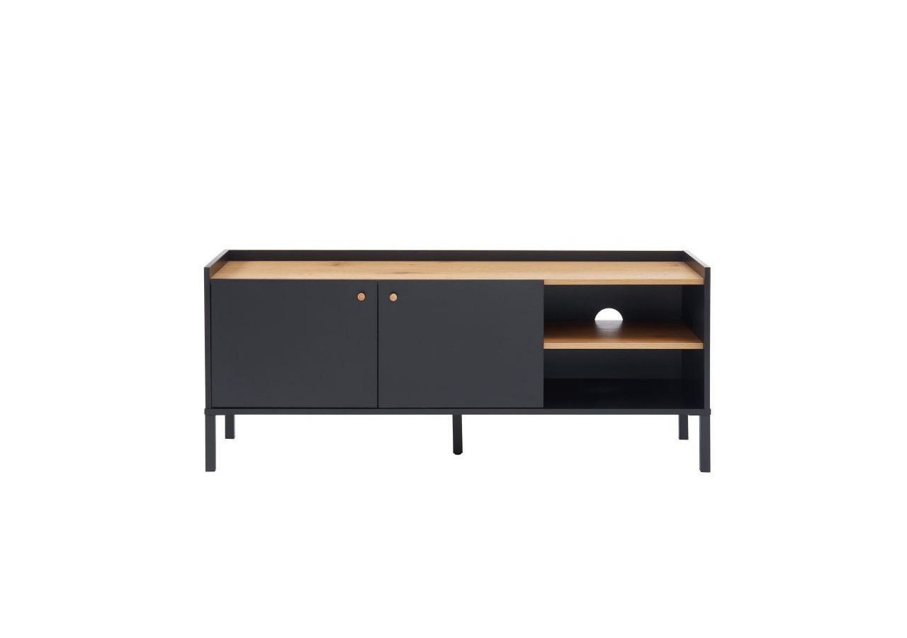 Meuble tv ARCHI effet chêne et métal noir 130cm