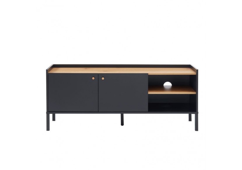 Meuble tv ARCHI effet chêne et métal noir 130cm