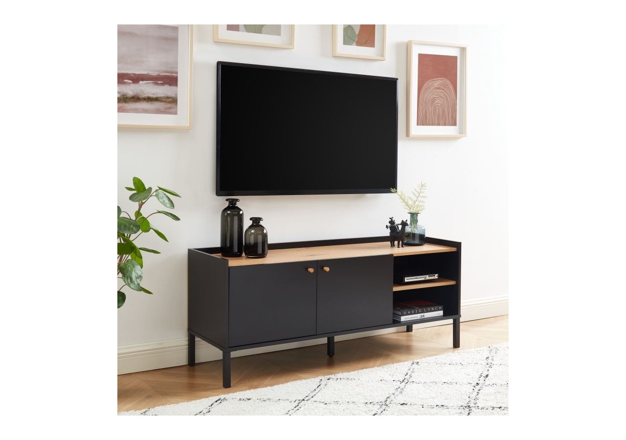 Meuble tv ARCHI effet chêne et métal noir 130cm