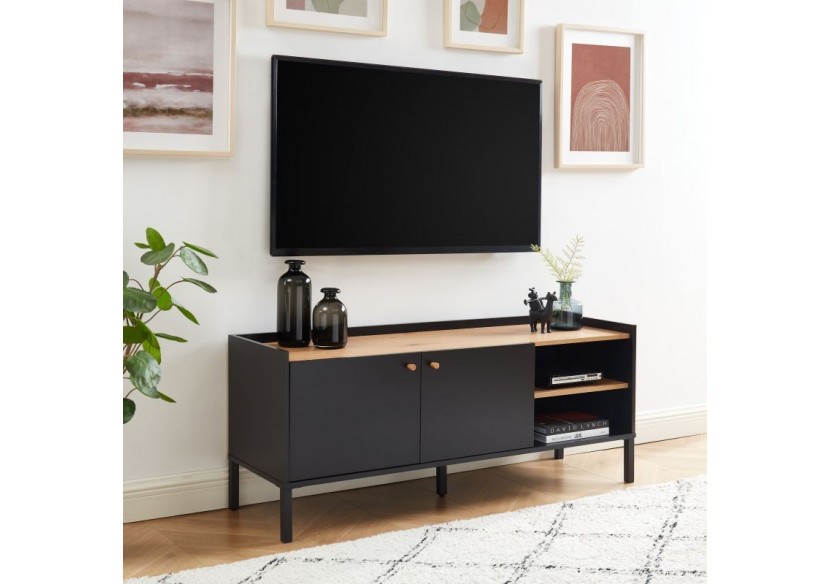 Meuble tv ARCHI effet chêne et métal noir 130cm