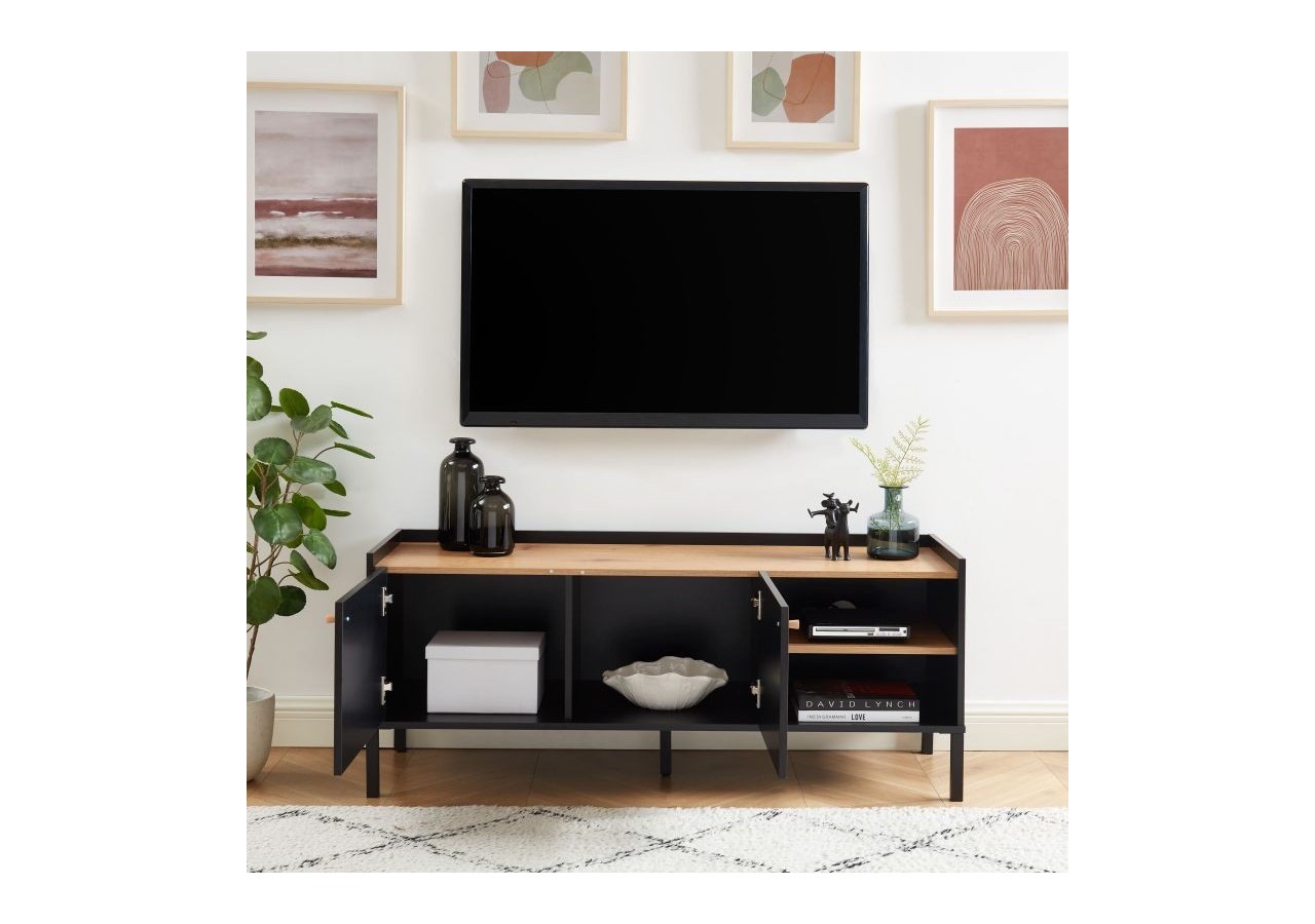 Meuble tv ARCHI effet chêne et métal noir 130cm