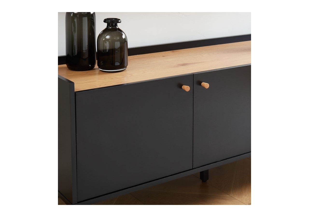 Meuble tv ARCHI effet chêne et métal noir 130cm