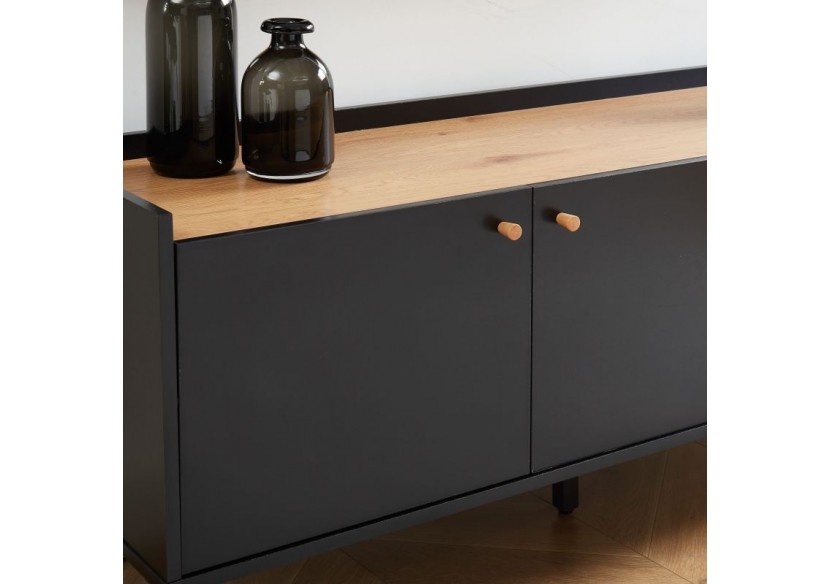 Meuble tv ARCHI effet chêne et métal noir 130cm