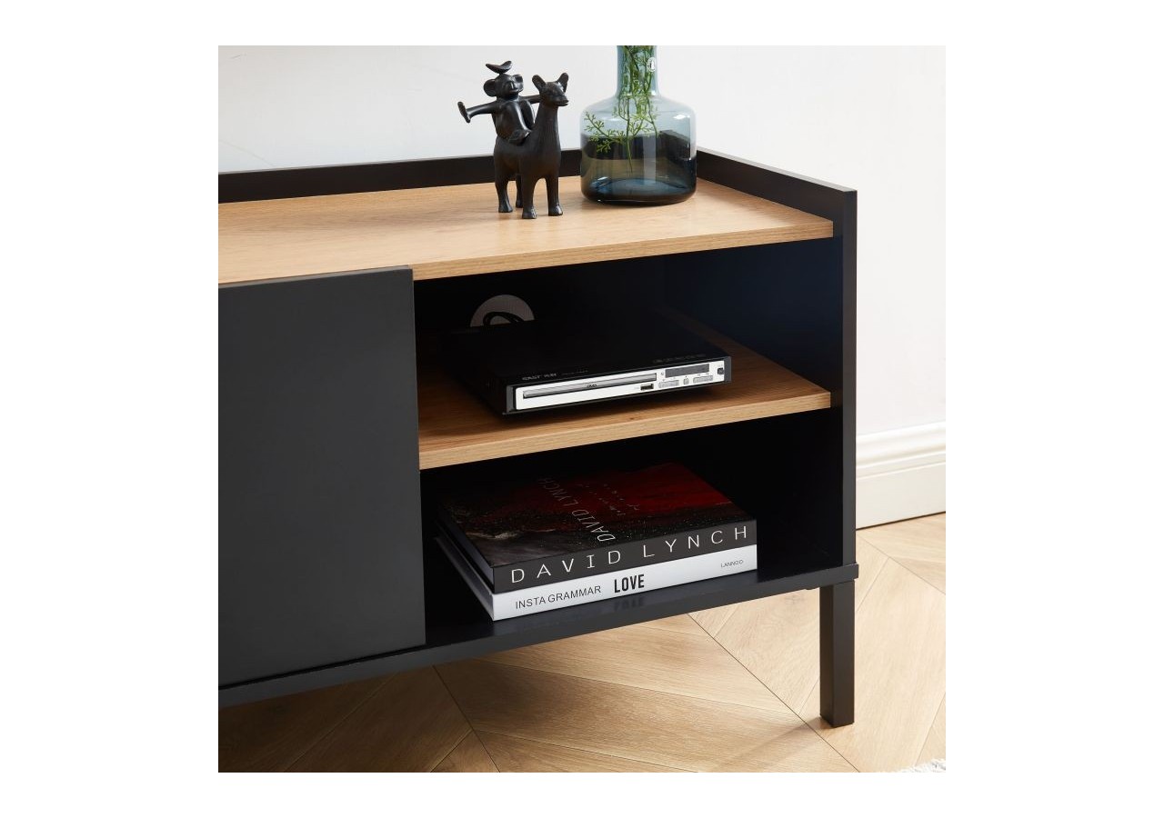 Meuble tv ARCHI effet chêne et métal noir 130cm