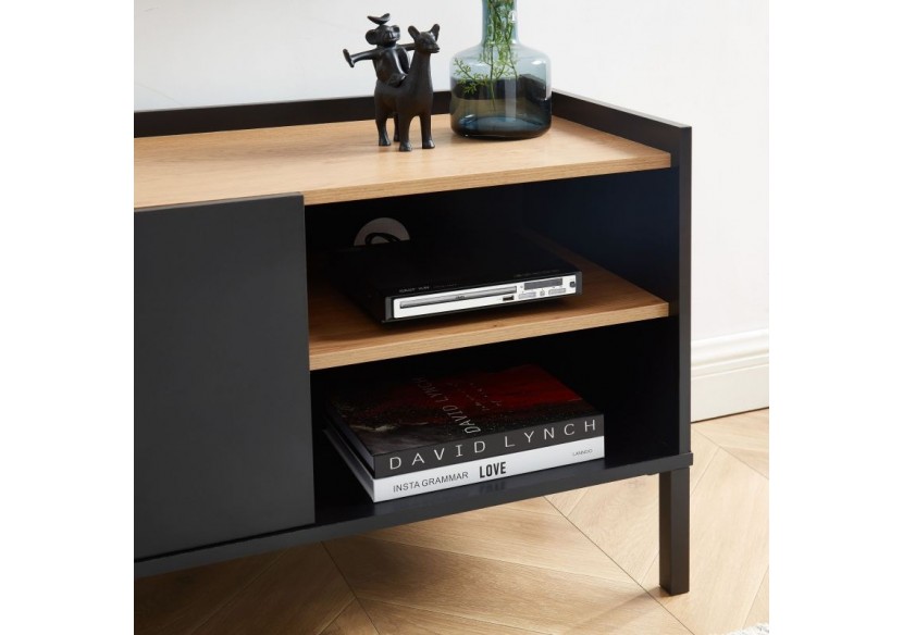 Meuble tv ARCHI effet chêne et métal noir 130cm