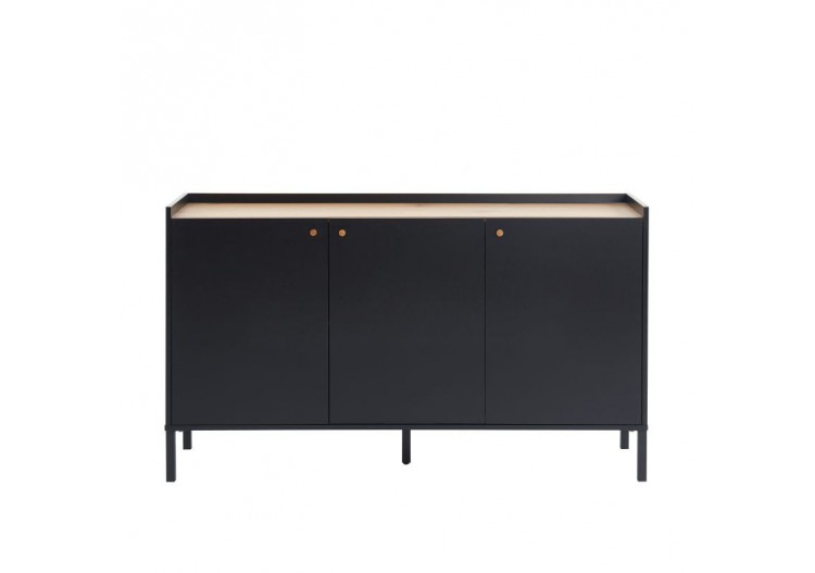 Buffet ARCHI effet chêne et métal noir 140cm