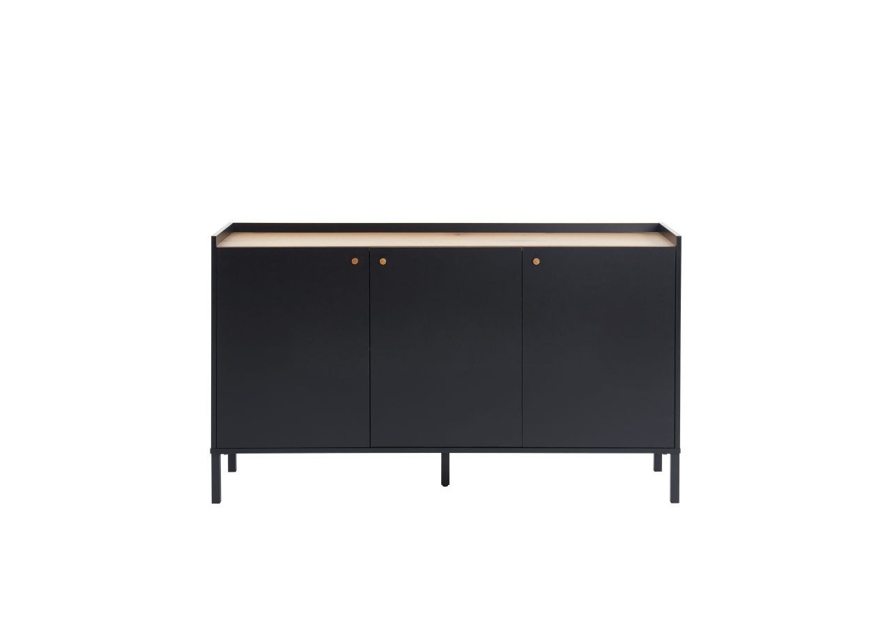 Buffet ARCHI effet chêne et métal noir 140cm