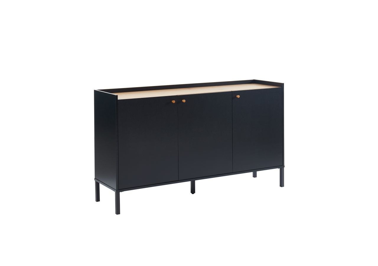 Buffet ARCHI effet chêne et métal noir 140cm