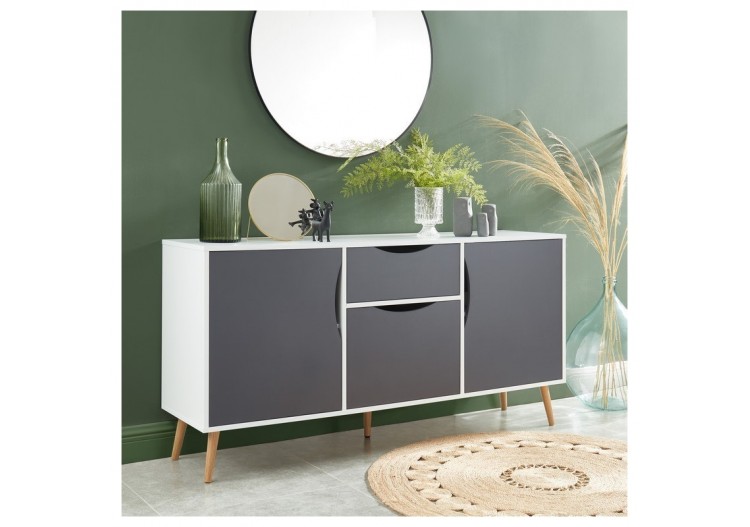 Buffet AVA blanc et gris anthracite 150cm 2