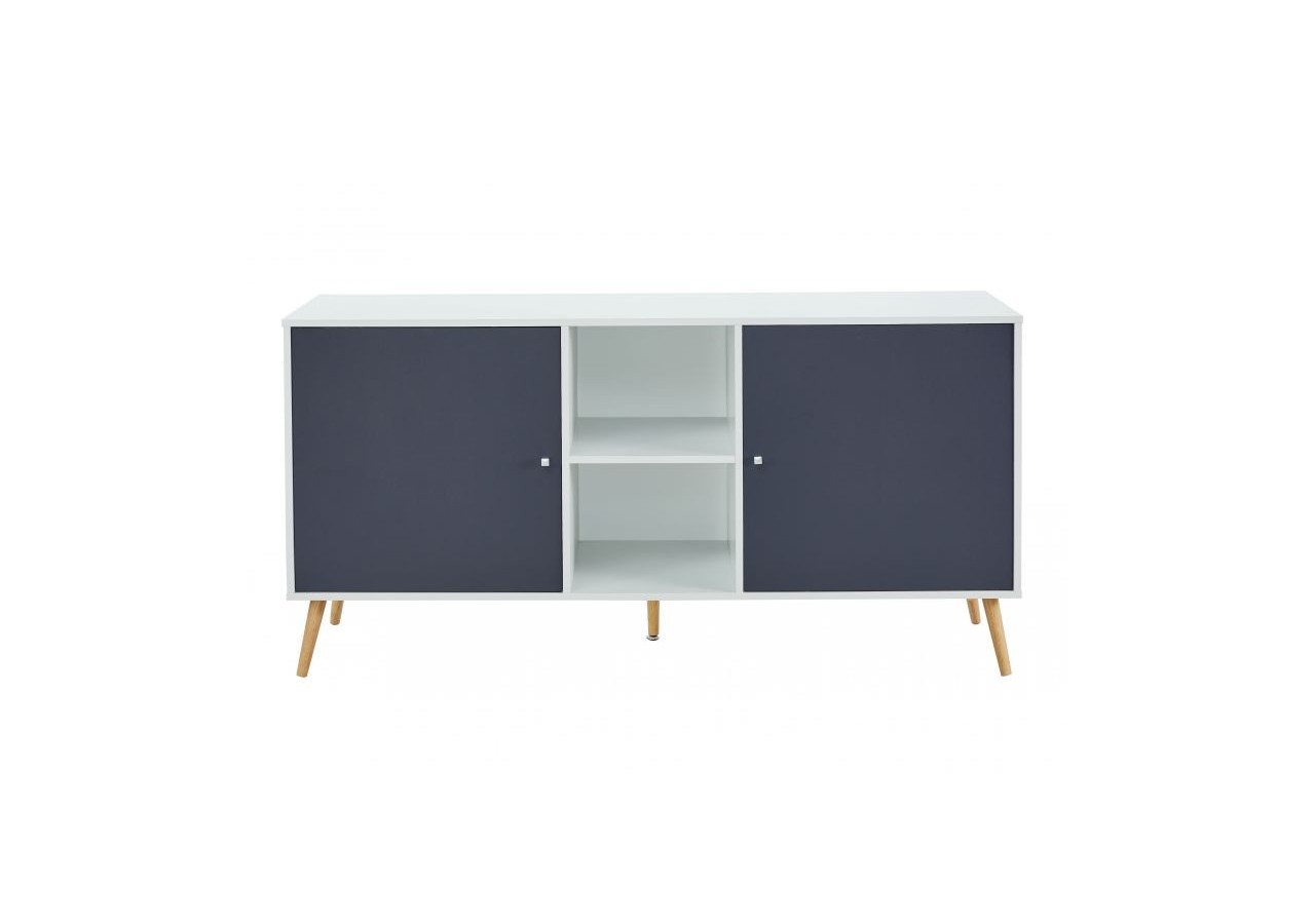 Buffet BABETTE blanc et gris anthracite 150cm