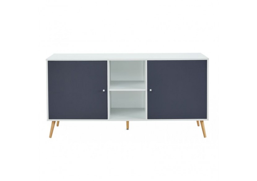 Buffet BABETTE blanc et gris anthracite 150cm