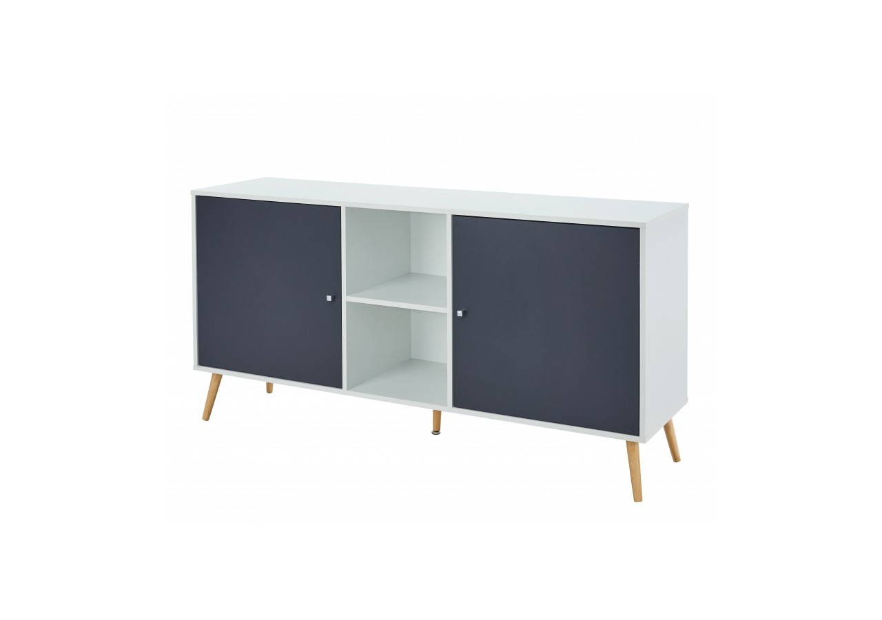 Buffet BABETTE blanc et gris anthracite 150cm