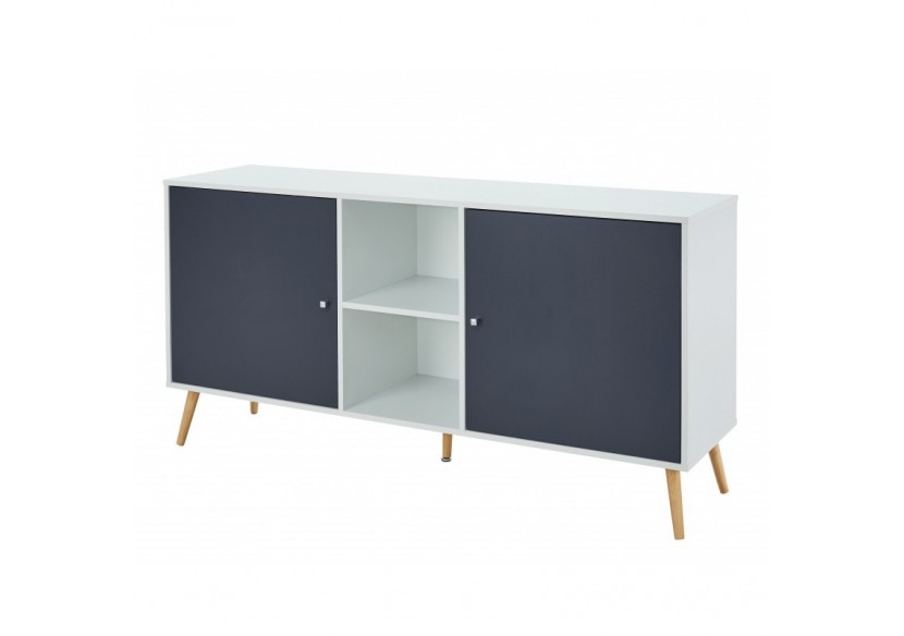 Buffet BABETTE blanc et gris anthracite 150cm