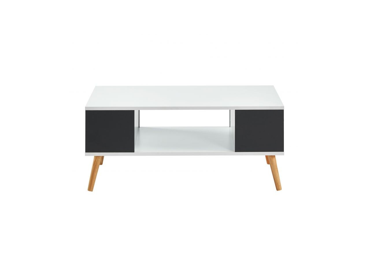 Table basse BABETTE blanc et gris anthracite 2 niches
