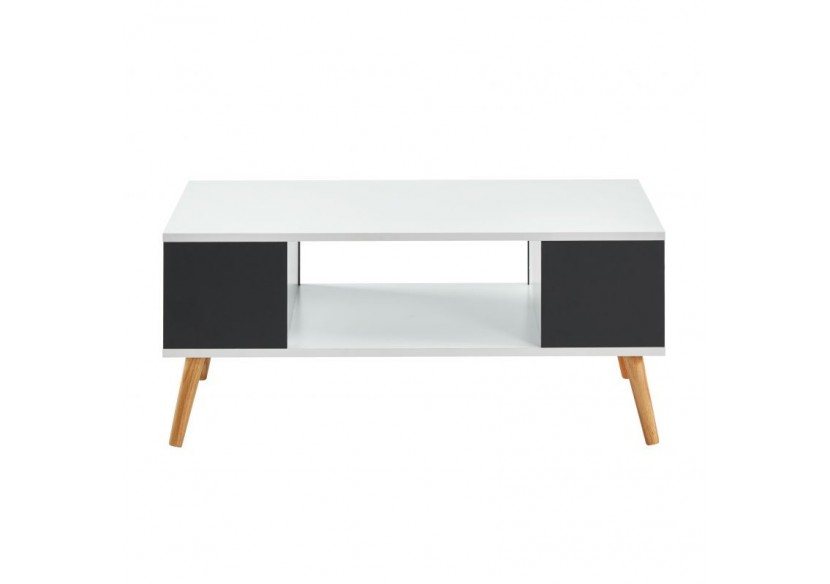 Table basse BABETTE blanc et gris anthracite 2 niches