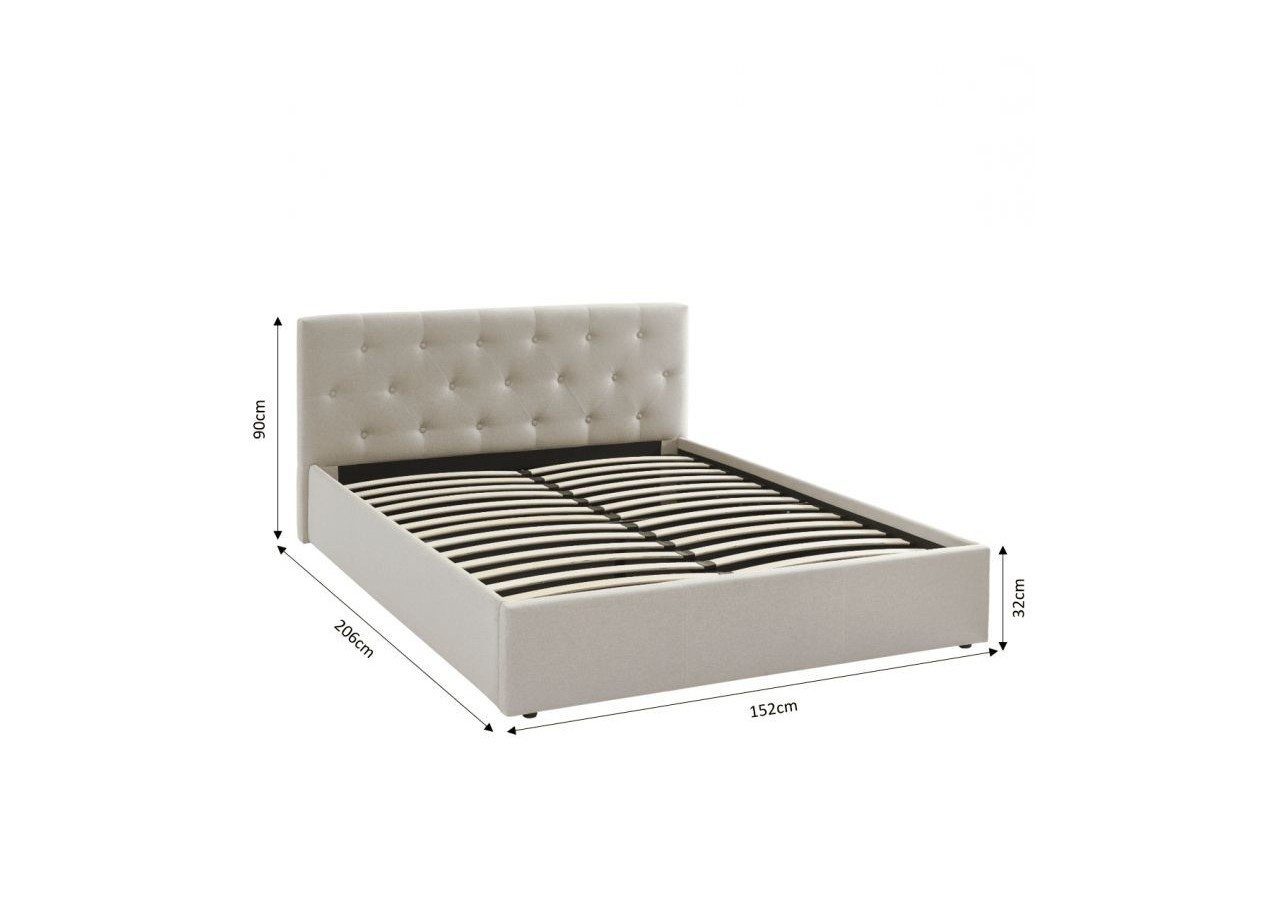 Lit coffre BAHIA tissu beige lin 140x190 sommier inclus