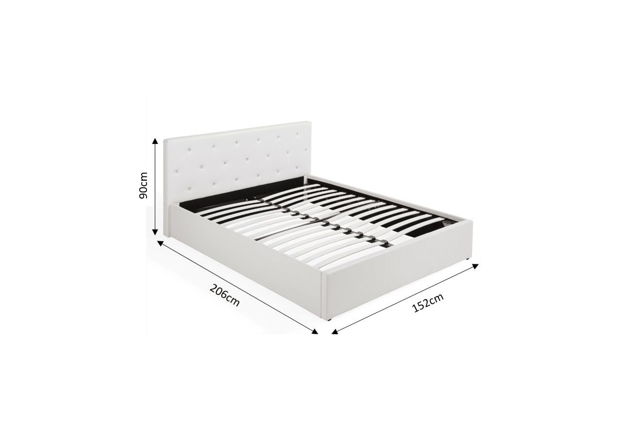 Lit coffre BAHIA simili blanc 140x190 sommier inclus