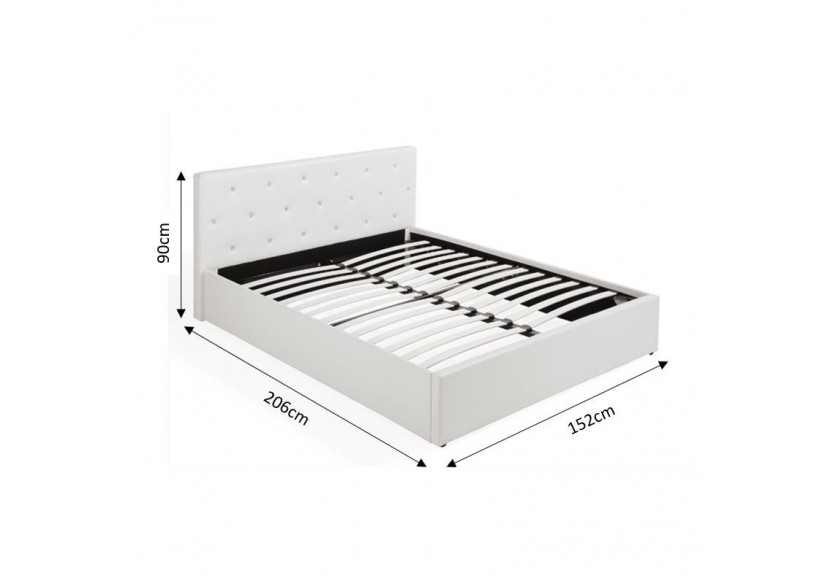 Lit coffre BAHIA simili blanc 140x190 sommier inclus