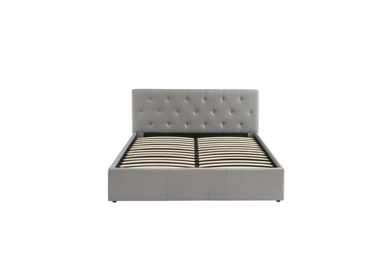 Lit coffre BAHIA tissu gris 140x190 sommier inclus