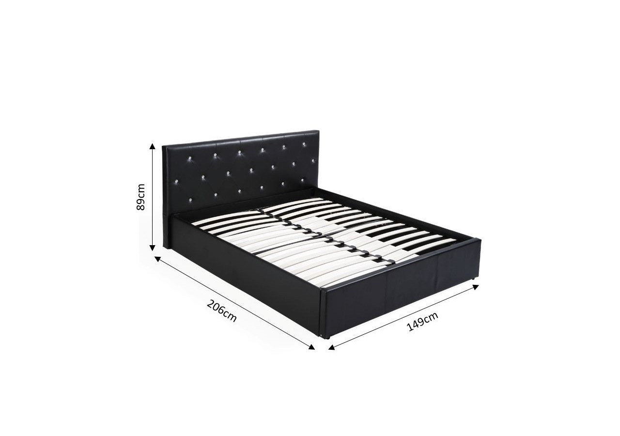 Lit coffre BAHIA simili noir 140x190 sommier inclus