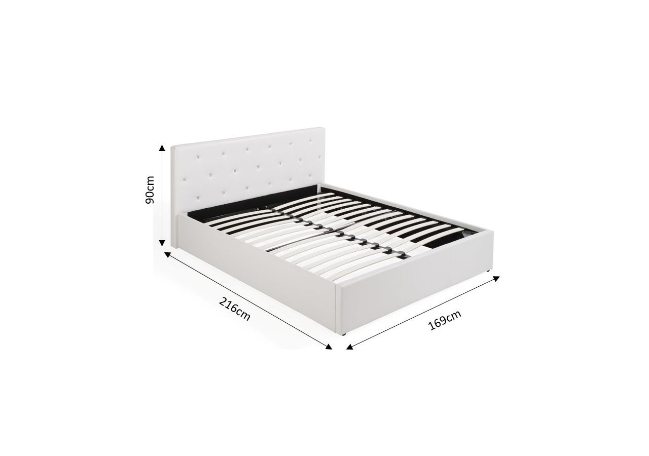 Lit coffre BAHIA simili blanc 160x200 sommier inclus