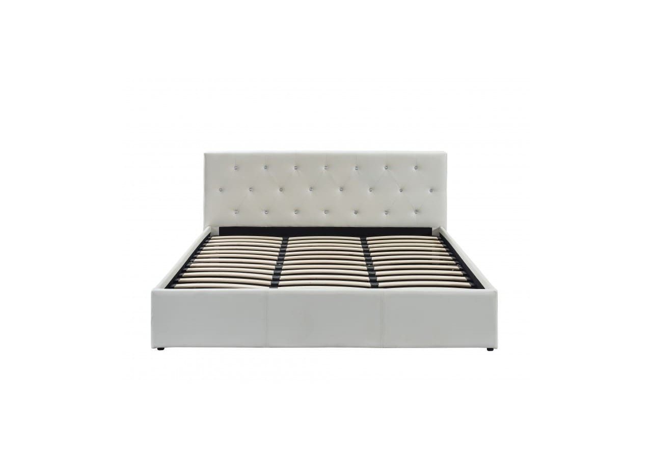 Lit coffre BAHIA simili blanc 180x200 sommier inclus