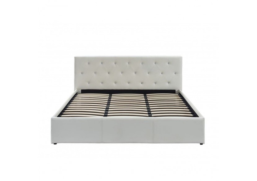 Lit coffre BAHIA simili blanc 180x200 sommier inclus