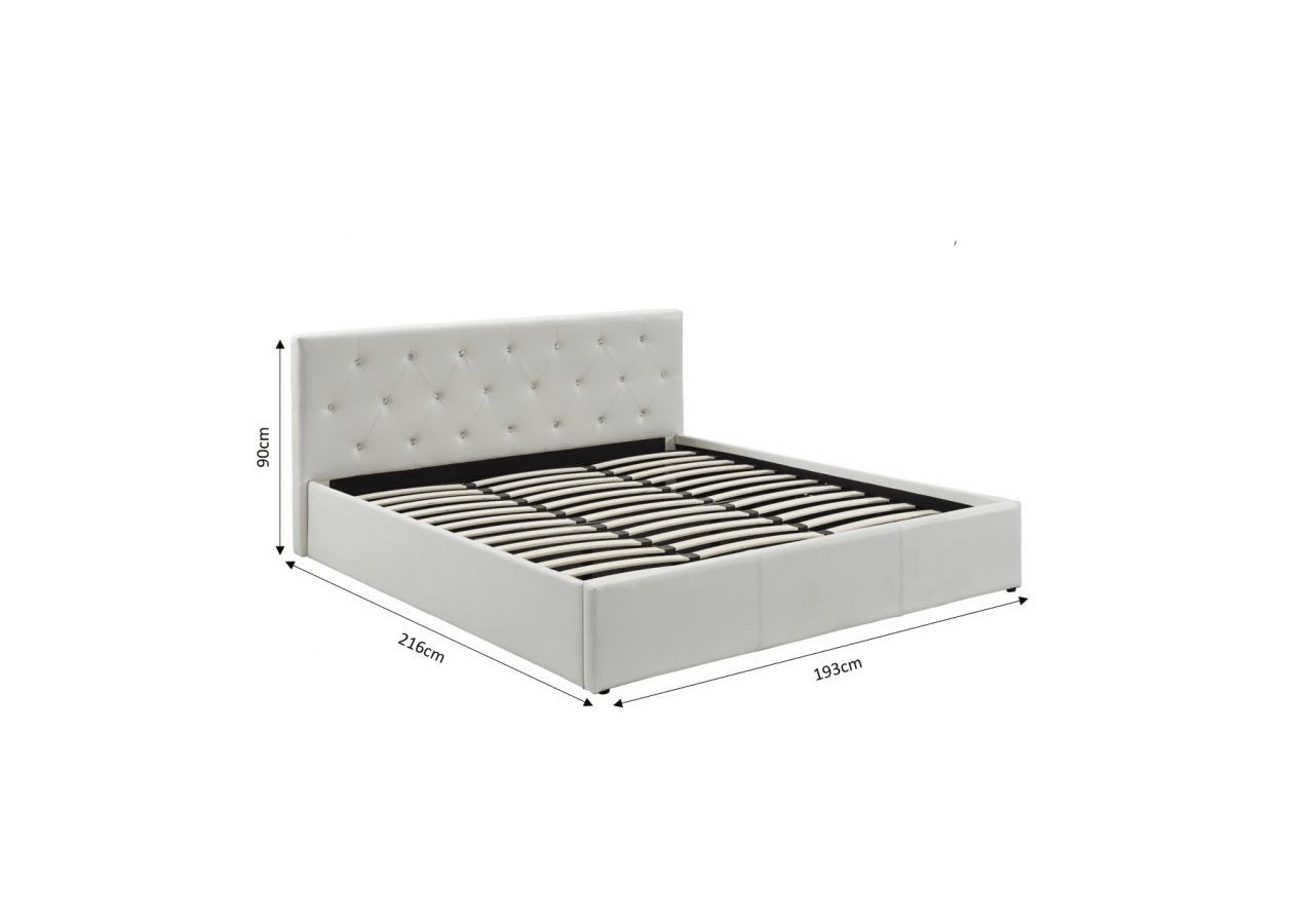 Lit coffre BAHIA simili blanc 180x200 sommier inclus