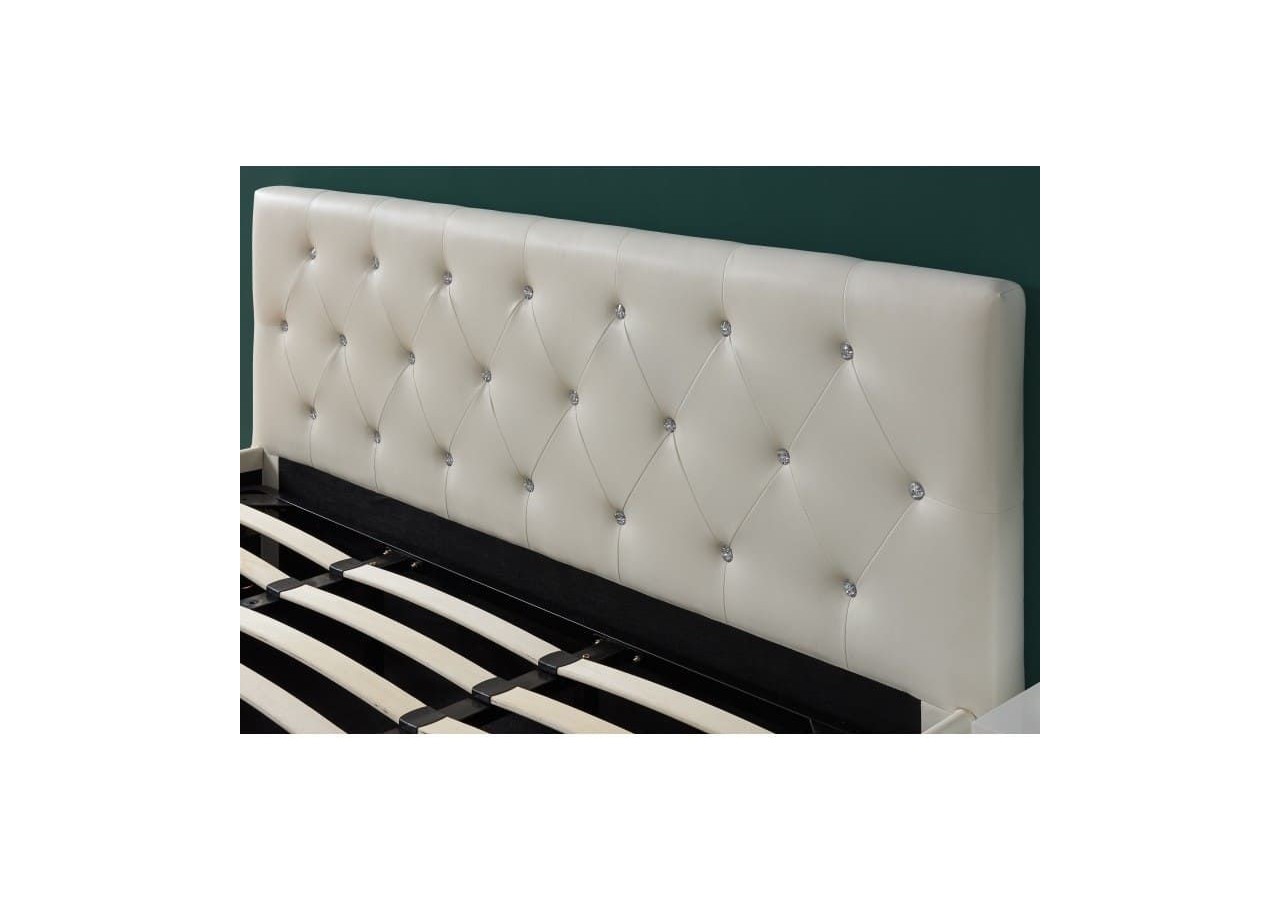 Lit coffre BAHIA simili blanc 180x200 sommier inclus