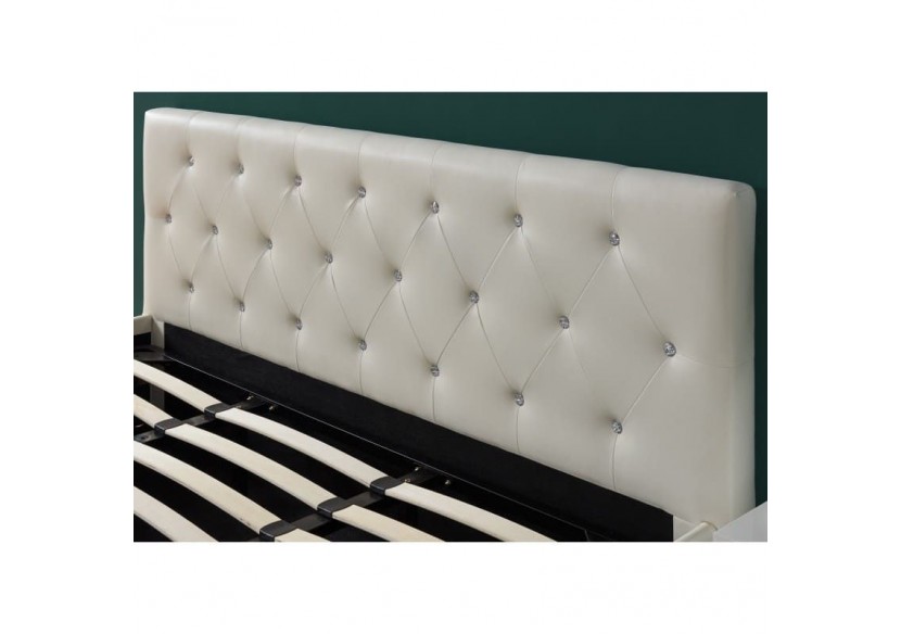 Lit coffre BAHIA simili blanc 180x200 sommier inclus