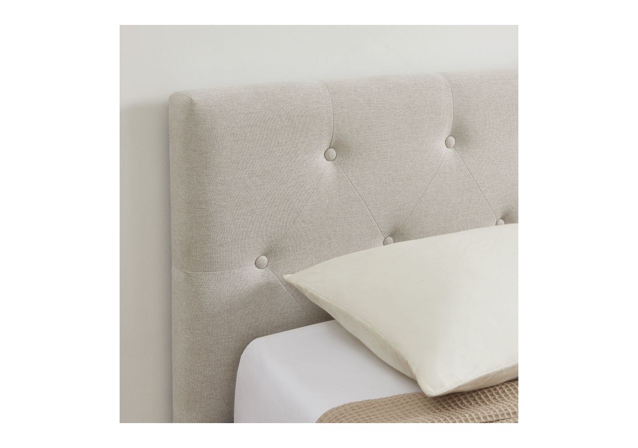 Lit coffre BAHIA tissu beige lin 90x190 sommier inclus