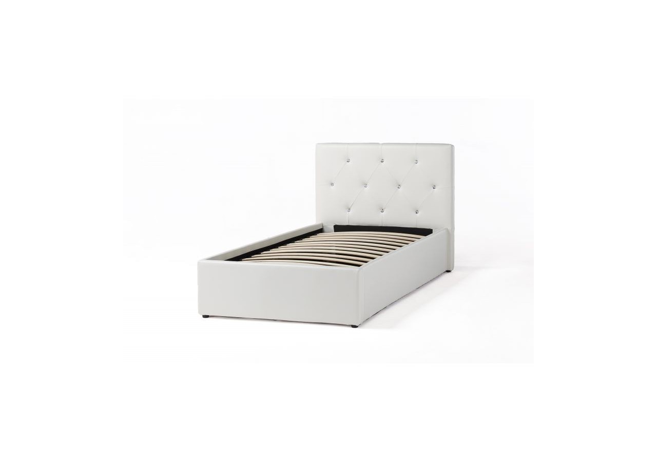 Lit coffre enfant BAHIA simili blanc 90x190 sommier inclus