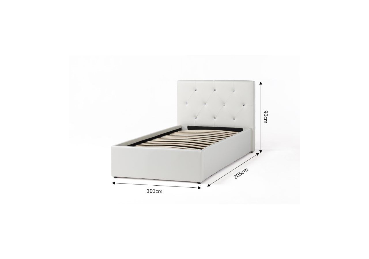 Lit coffre enfant BAHIA simili blanc 90x190 sommier inclus