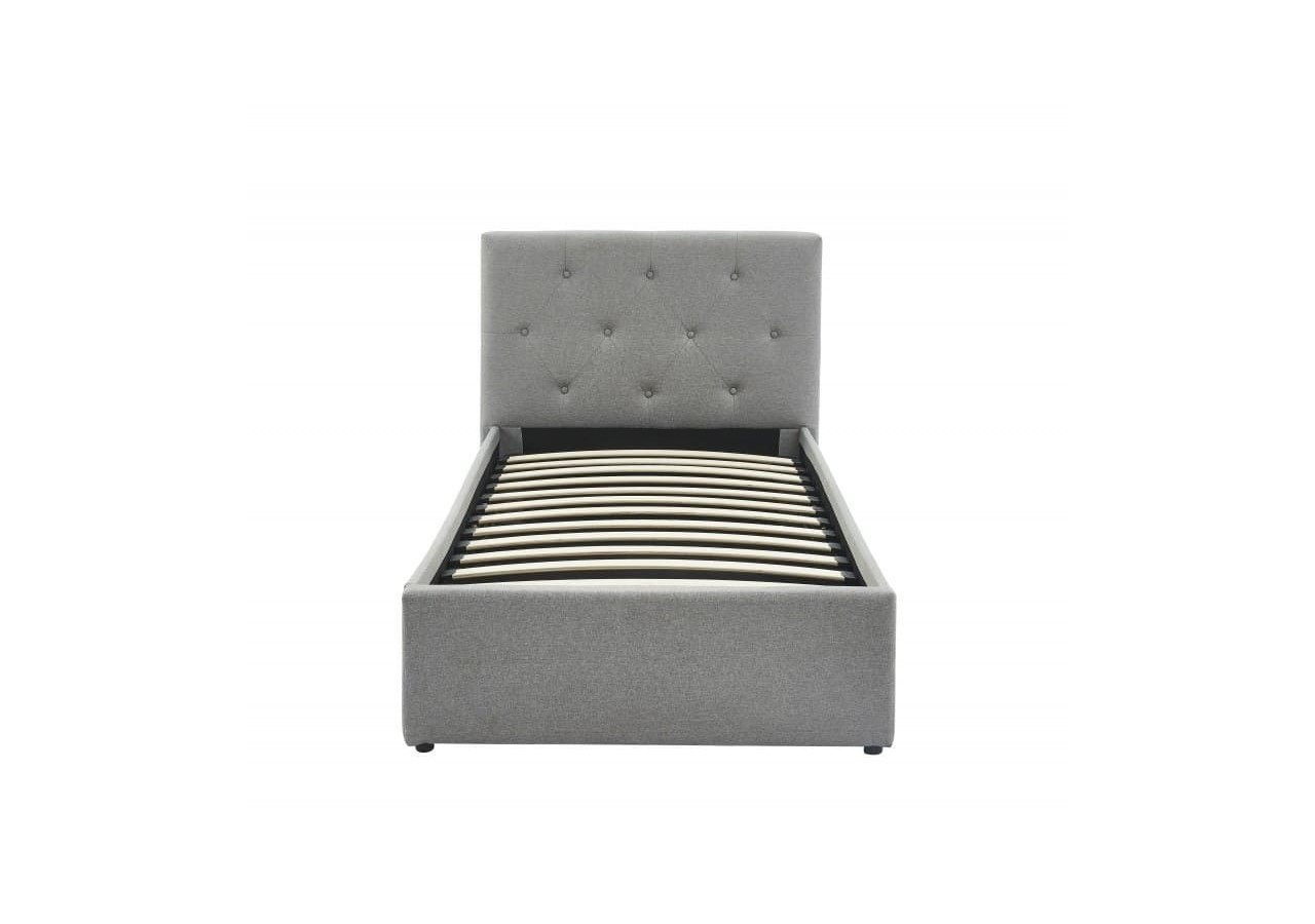 Lit coffre enfant BAHIA tissu gris 90x190 sommier inclus