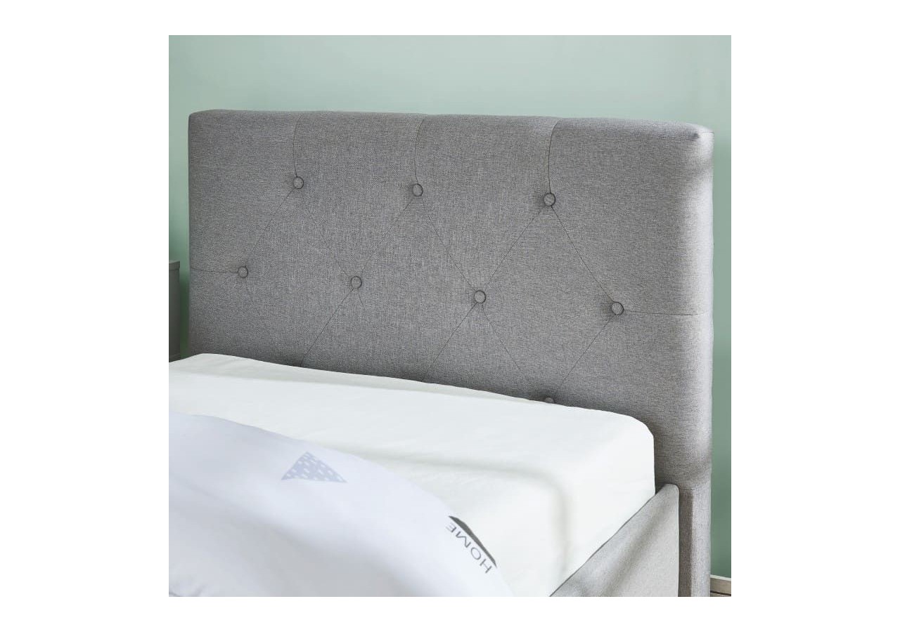 Lit coffre enfant BAHIA tissu gris 90x190 sommier inclus