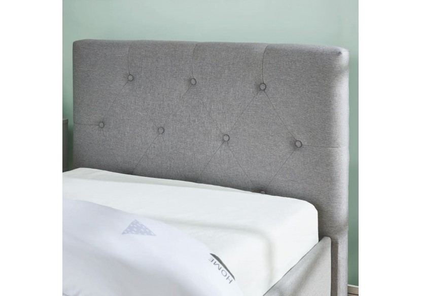 Lit coffre enfant BAHIA tissu gris 90x190 sommier inclus