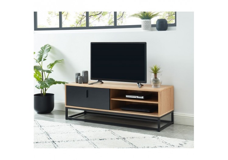 Meuble tv BRIXTON placage frêne 1 porte 120cm 2