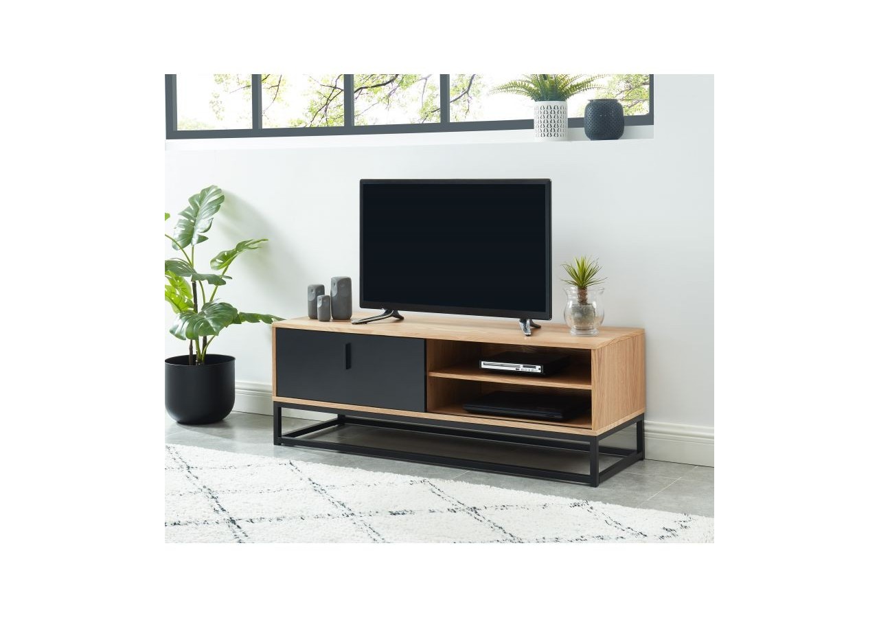 Meuble tv BRIXTON placage frêne 1 porte 120cm