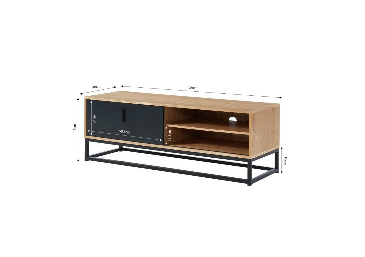 Meuble tv BRIXTON placage frêne 1 porte 120cm