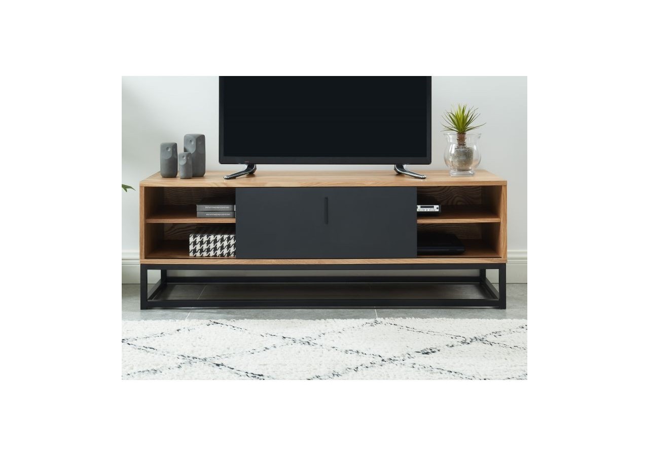 Meuble tv BRIXTON placage frêne 1 porte 120cm