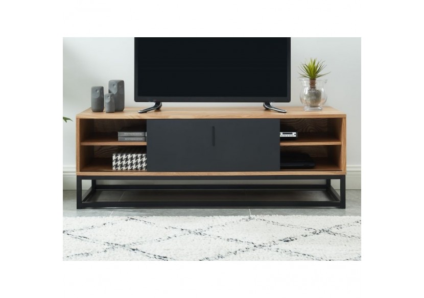 Meuble tv BRIXTON placage frêne 1 porte 120cm