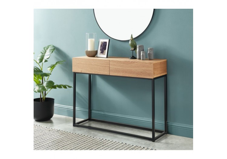 Console BRIXTON placage frêne 2 tiroirs 100cm 2