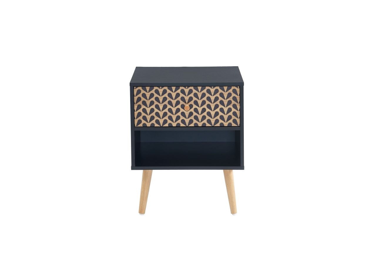 Table de chevet CAPUCINE noir et effet chêne 40cm