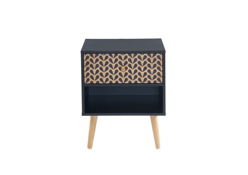 Table de chevet CAPUCINE noir et effet chêne 40cm