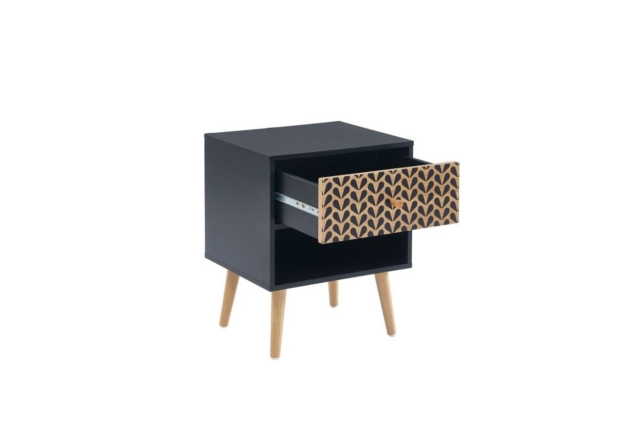 Table de chevet CAPUCINE noir et effet chêne 40cm