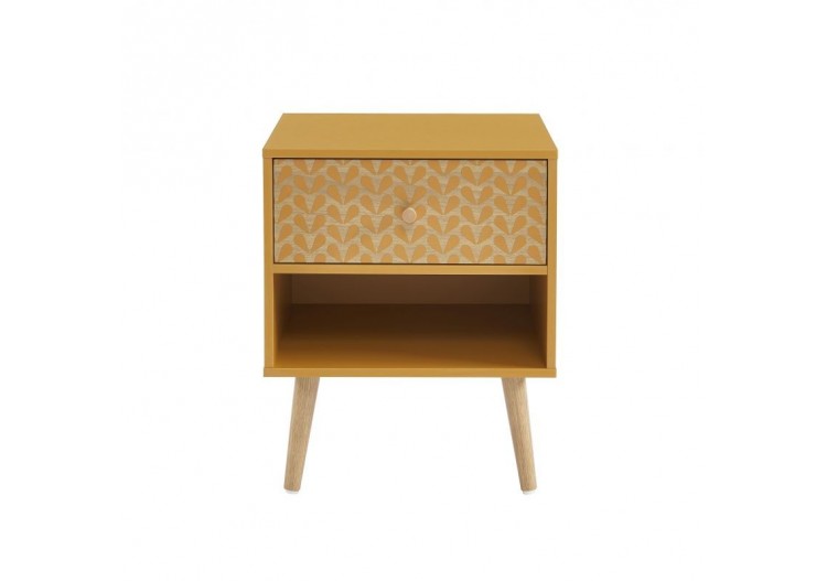 Table de chevet CAPUCINE ocre et effet chêne 40cm