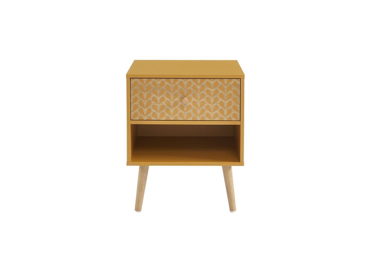 Table de chevet CAPUCINE ocre et effet chêne 40cm