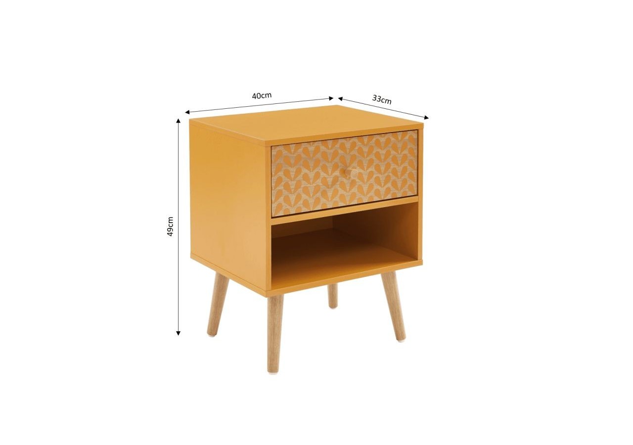 Table de chevet CAPUCINE ocre et effet chêne 40cm